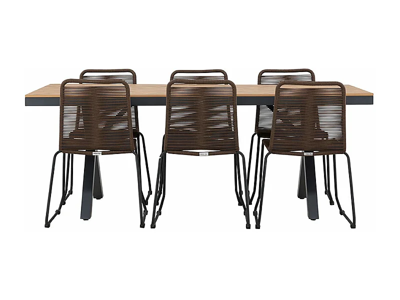 GarciaLindos ensemble de jardin 1 table à manger, 6 chaises noires.