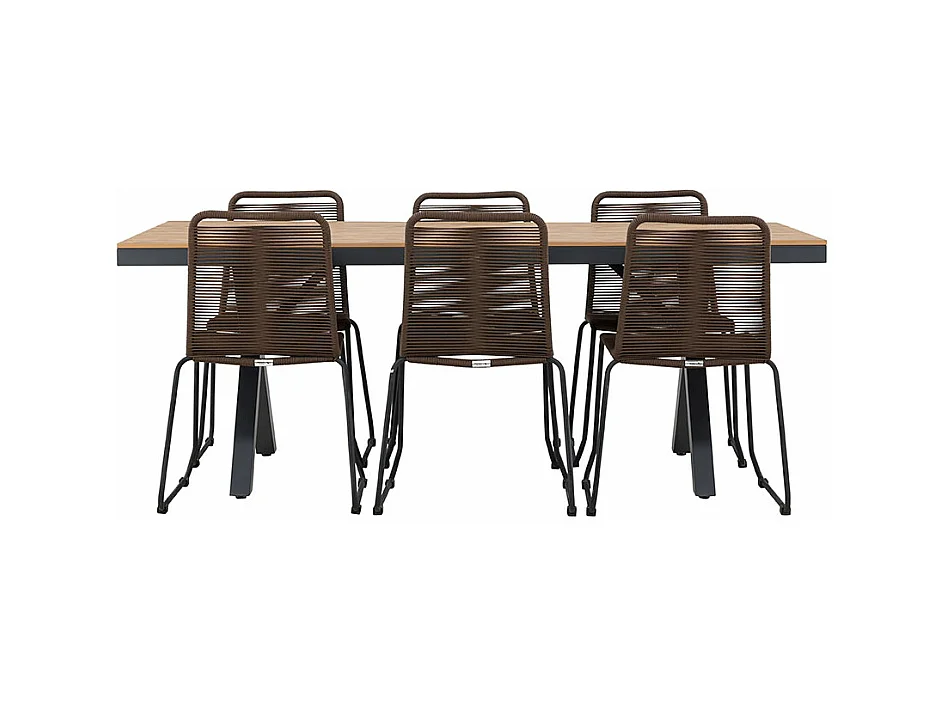 GarciaLindos tuinmeubelset 1 eettafel, 6 stoelen zwart.