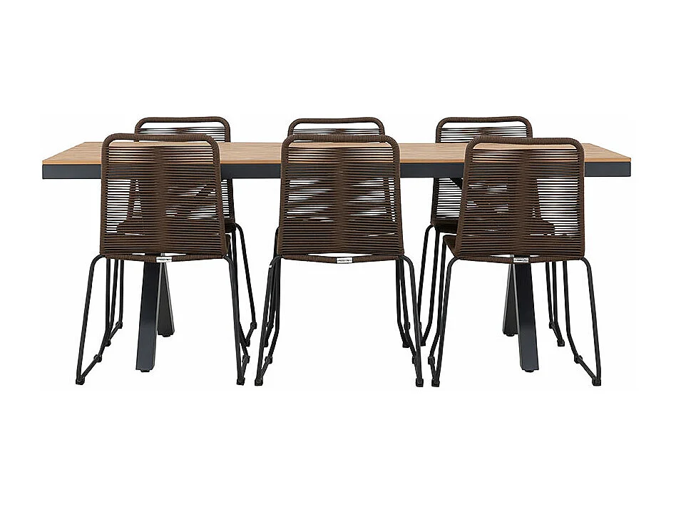 GarciaLindos ensemble de jardin 1 table à manger, 6 chaises noires.