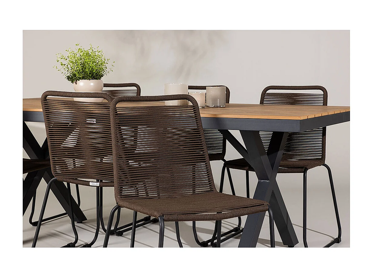 GarciaLindos ensemble de jardin 1 table à manger, 6 chaises noires.