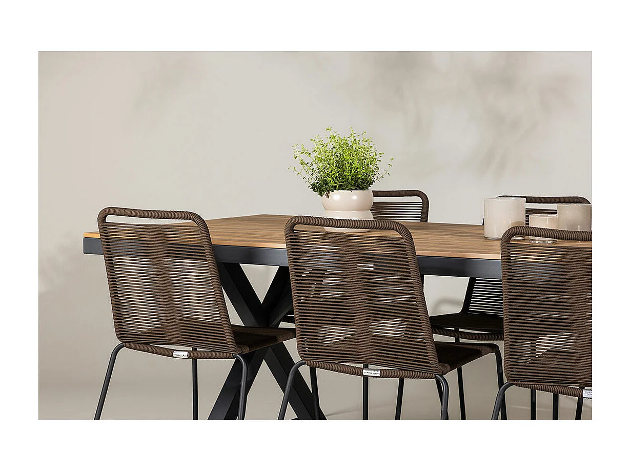 GarciaLindos ensemble de jardin 1 table à manger, 6 chaises noires.