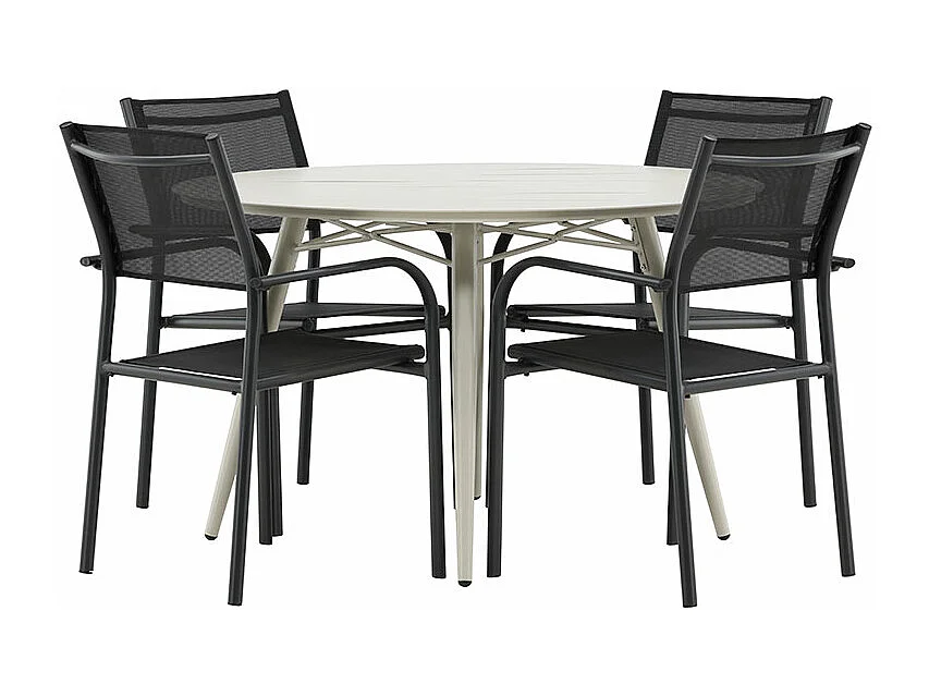 LinaSantorini ensemble de jardin 1 table à manger, 4 chaises beiges.