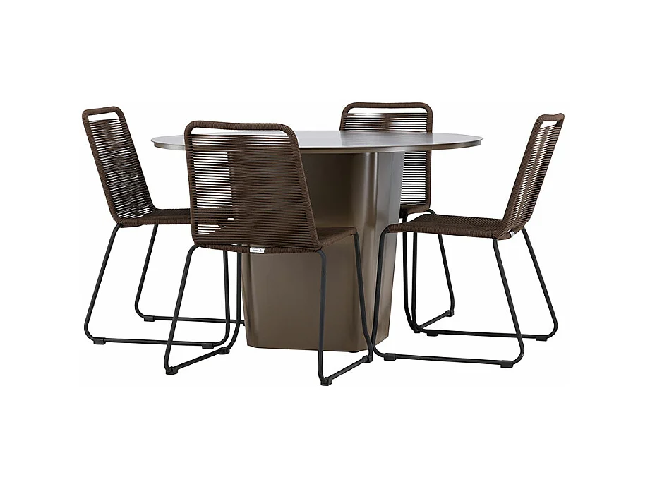 SantaFeLindos ensemble de jardin 1 table à manger, 4 chaises brunes.