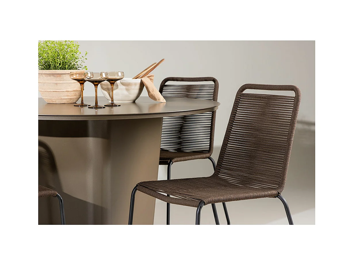 SantaFeLindos ensemble de jardin 1 table à manger, 4 chaises brunes.