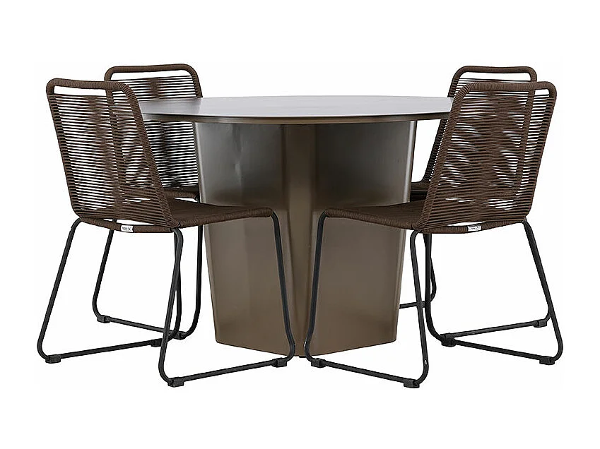 SantaFeLindos Gartenset 1 Esstisch, 4 Stühle braun.