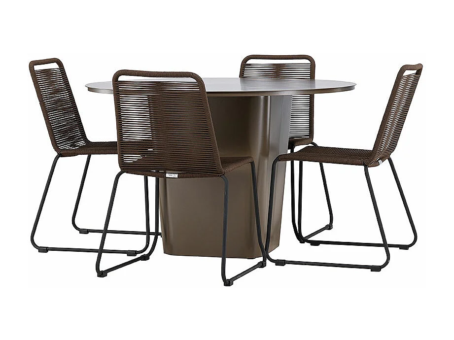 SantaFeLindos Gartenset 1 Esstisch, 4 Stühle braun.