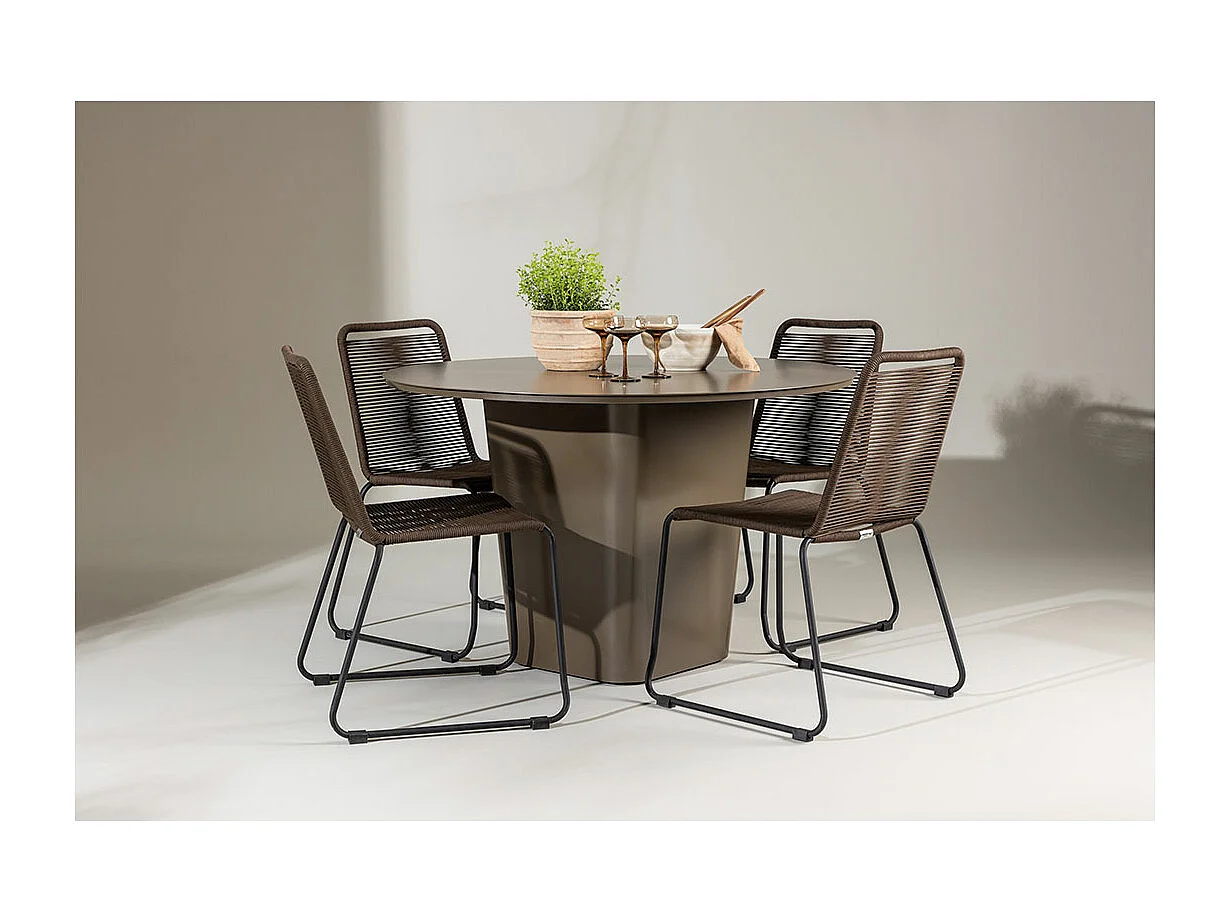 SantaFeLindos Gartenset 1 Esstisch, 4 Stühle braun.