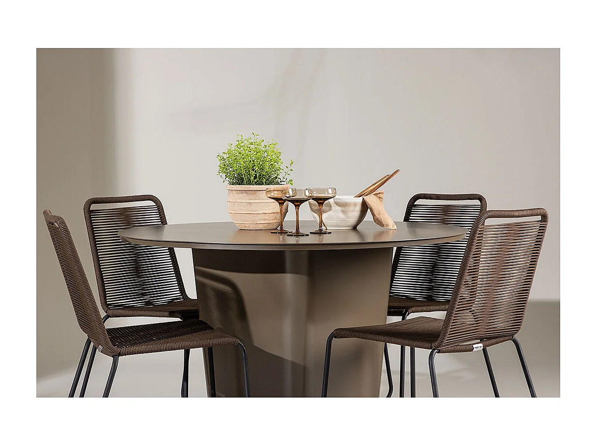 SantaFeLindos Gartenset 1 Esstisch, 4 Stühle braun.