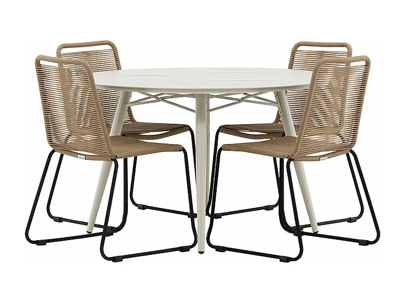 LinaLindos ensemble de jardin 1 table à manger, 4 chaises beiges.