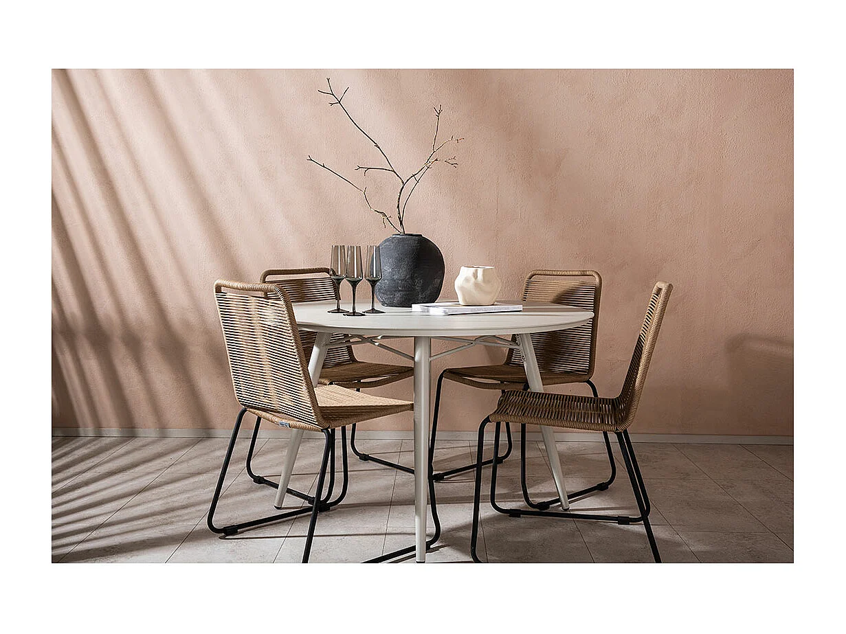 LinaLindos tuinmeubelset 1 eettafel, 4 stoelen beige.