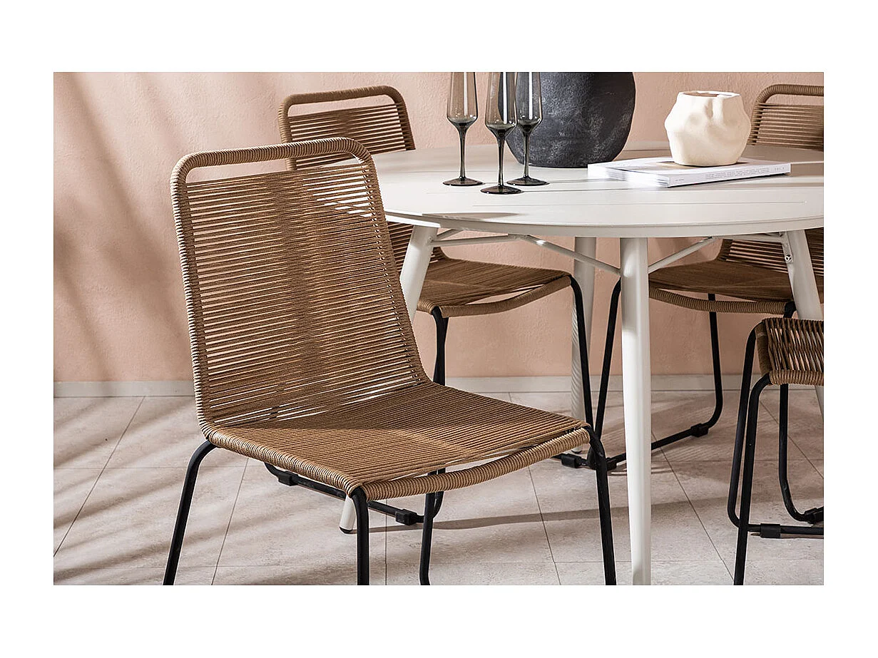 LinaLindos Gartenset 1 Esstisch, 4 Stühle beige.