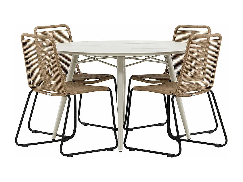 LinaLindos ensemble de jardin 1 table à manger, 4 chaises beiges.