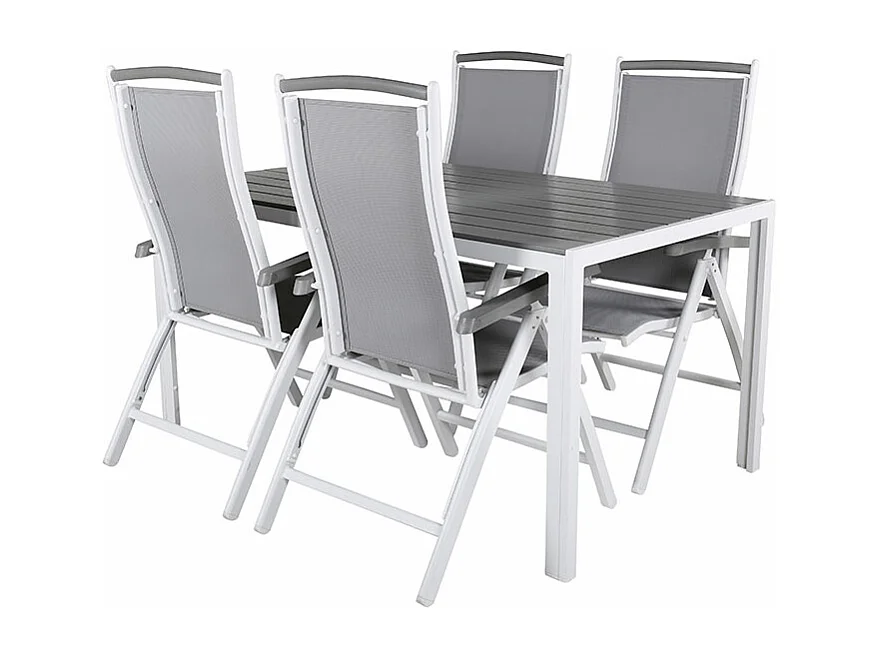 BreakAlbany ensemble de jardin 1 table à manger, 4 chaises grises.