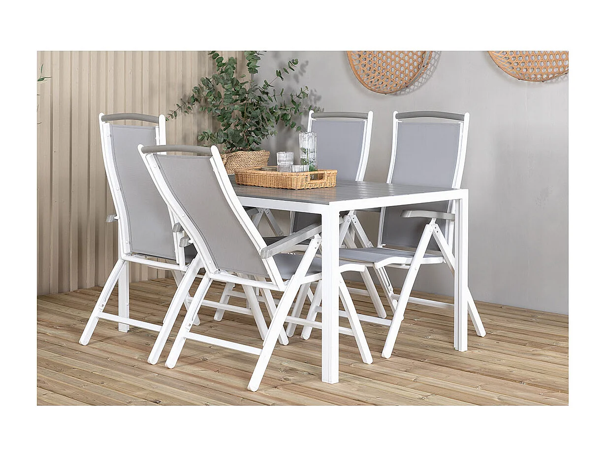 BreakAlbany ensemble de jardin 1 table à manger, 4 chaises grises.