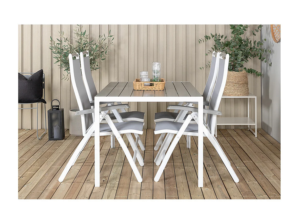 BreakAlbany ensemble de jardin 1 table à manger, 4 chaises grises.