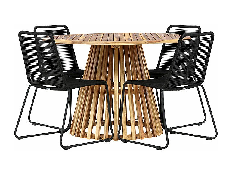 LumpurLindos ensemble de jardin 1 table à manger, 4 chaises naturelles.