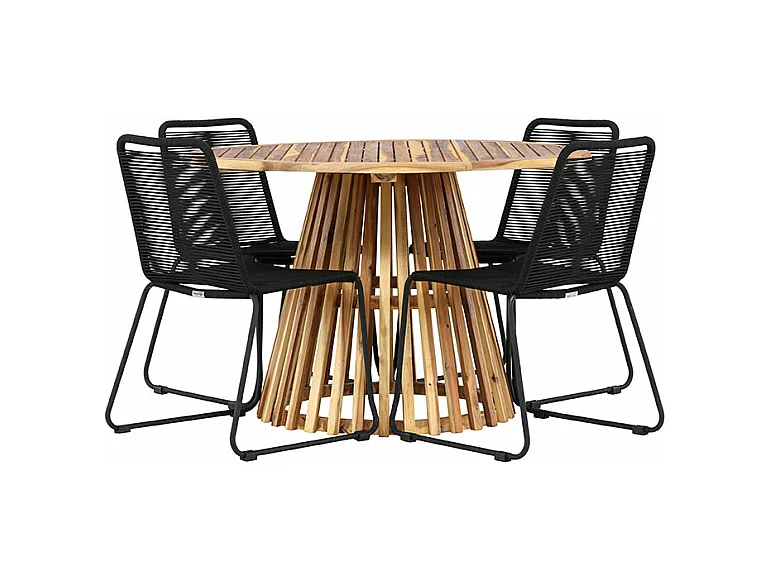 LumpurLindos tuinmeubelset 1 eettafel, 4 stoelen natuur.