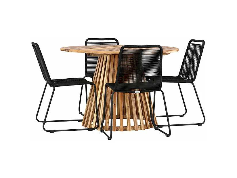 LumpurLindos tuinmeubelset 1 eettafel, 4 stoelen natuur.