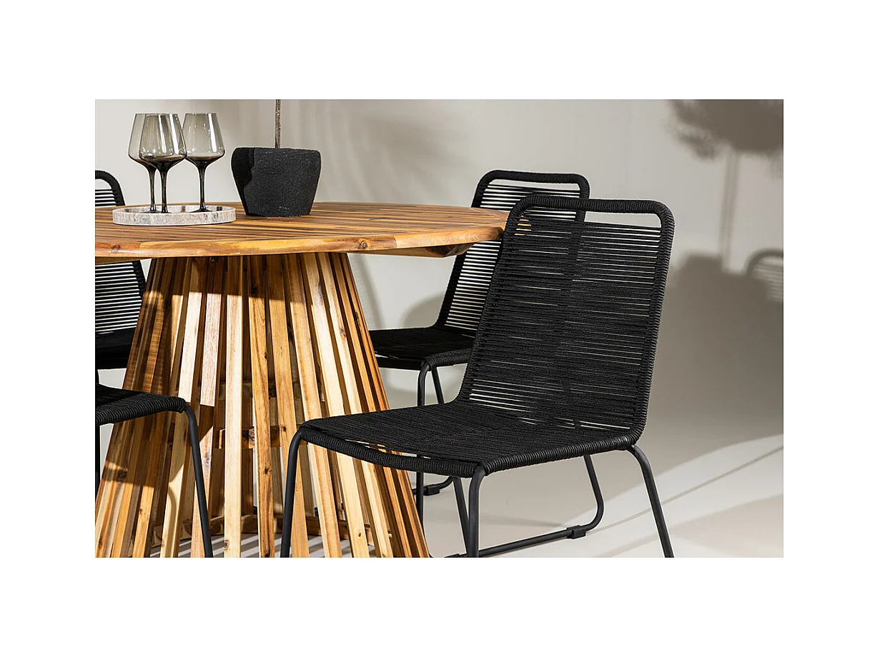 LumpurLindos tuinmeubelset 1 eettafel, 4 stoelen natuur.