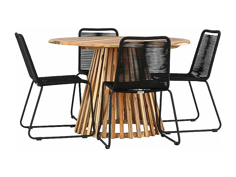 LumpurLindos ensemble de jardin 1 table à manger, 4 chaises naturelles.