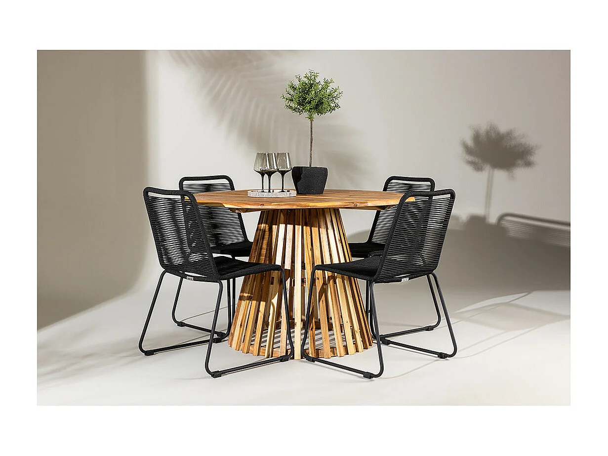 LumpurLindos ensemble de jardin 1 table à manger, 4 chaises naturelles.