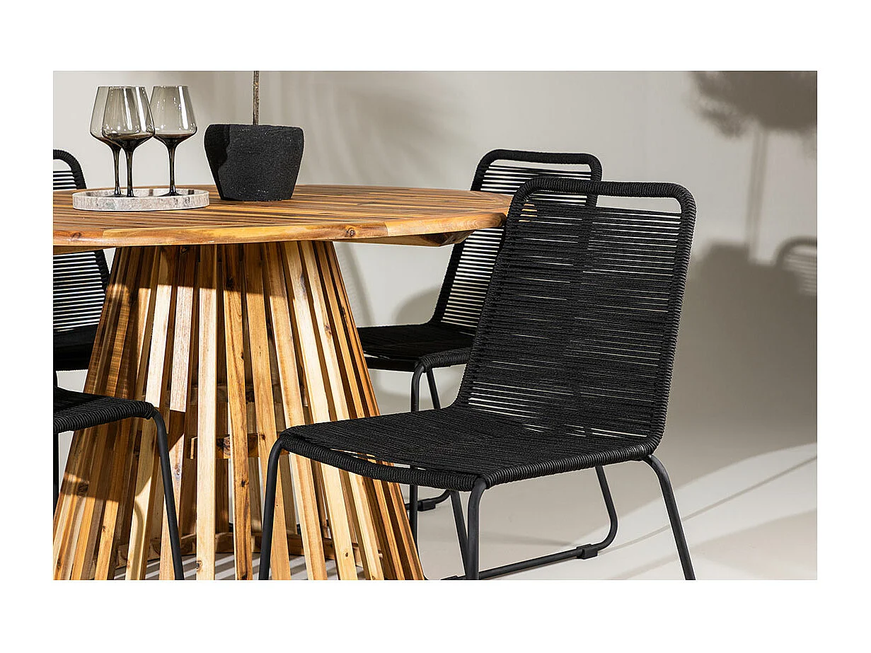 LumpurLindos ensemble de jardin 1 table à manger, 4 chaises naturelles.