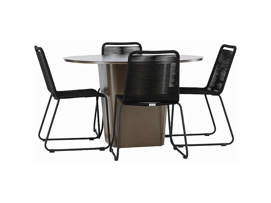 SantaFeLindos tuinmeubelset 1 eettafel, 4 stoelen bruin.
