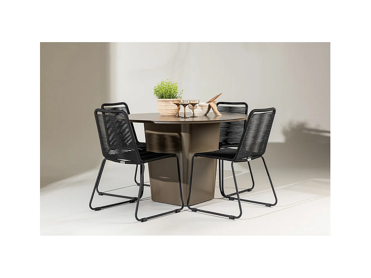 SantaFeLindos tuinmeubelset 1 eettafel, 4 stoelen bruin.