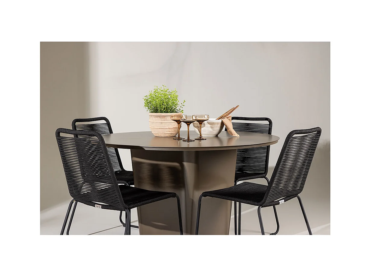 SantaFeLindos tuinmeubelset 1 eettafel, 4 stoelen bruin.