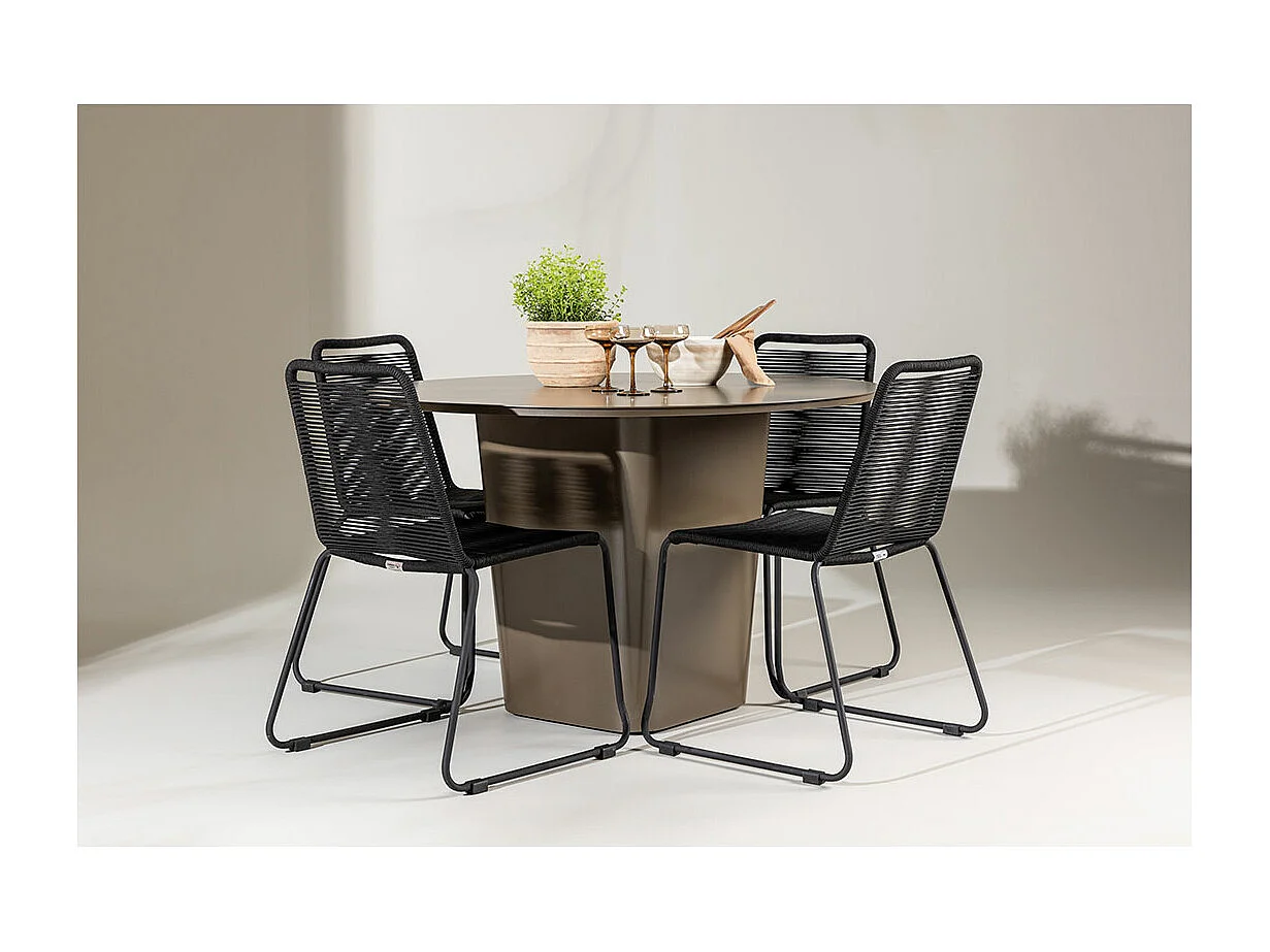 SantaFeLindos Gartenset 1 Esstisch, 4 Stühle braun.