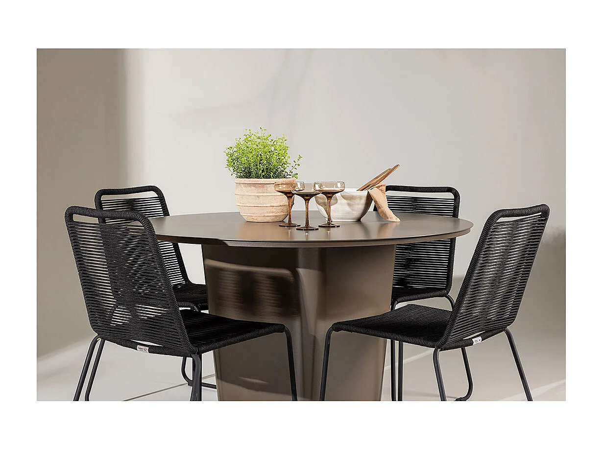 SantaFeLindos Gartenset 1 Esstisch, 4 Stühle braun.