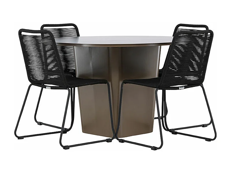SantaFeLindos ensemble de jardin 1 table à manger, 4 chaises brunes.