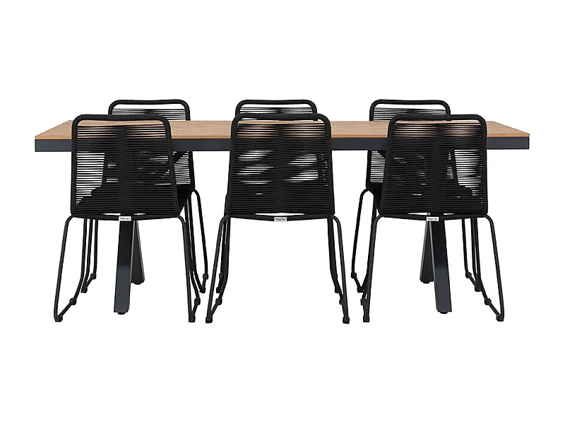 GarciaLindos ensemble de jardin 1 table à manger, 6 chaises noires.