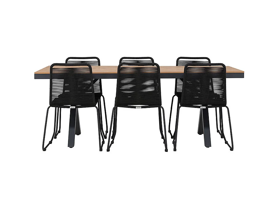 GarciaLindos ensemble de jardin 1 table à manger, 6 chaises noires.