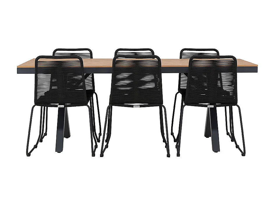 GarciaLindos Gartenset 1 Esstisch, 6 Stühle schwarz.