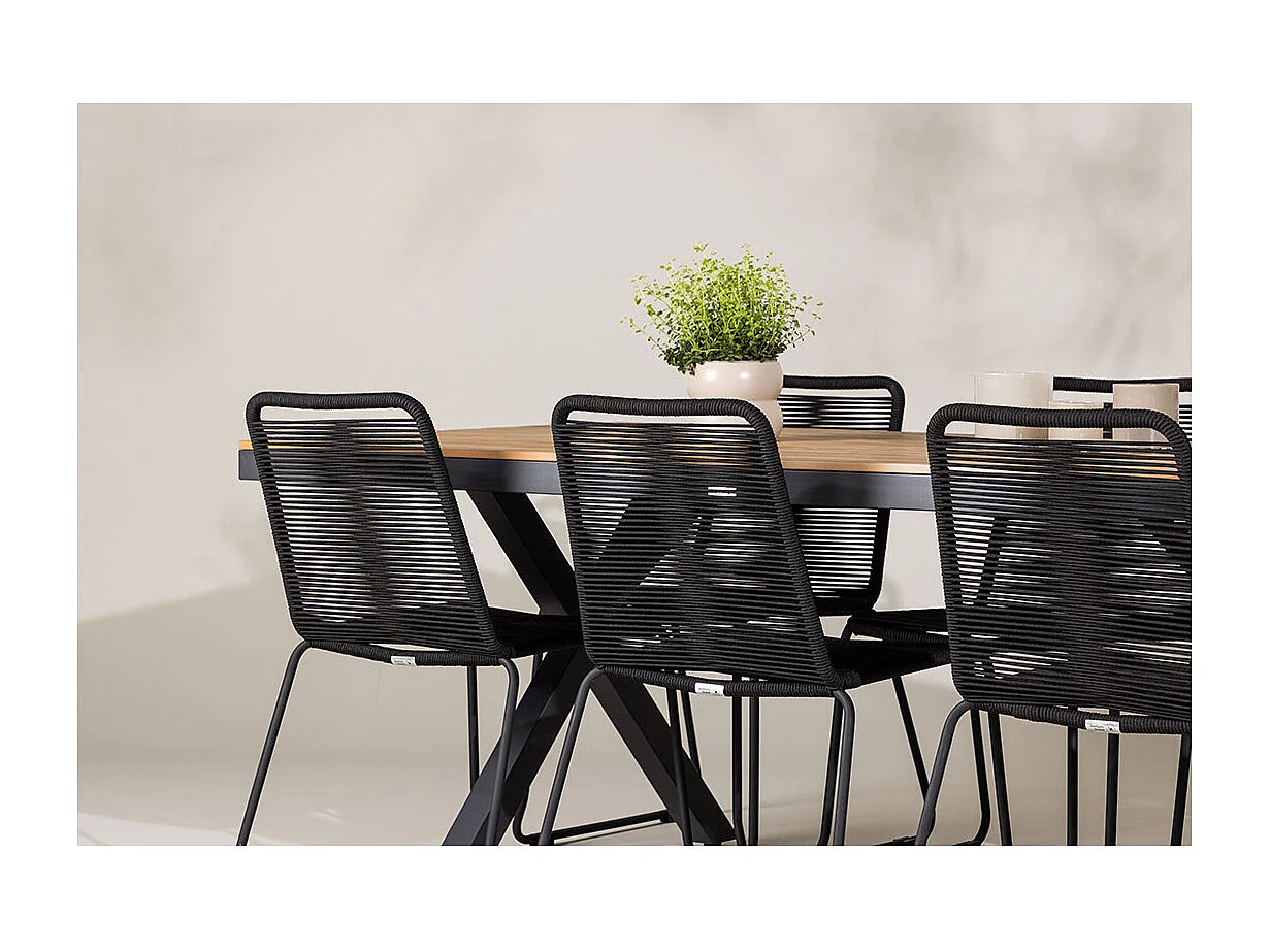 GarciaLindos Gartenset 1 Esstisch, 6 Stühle schwarz.