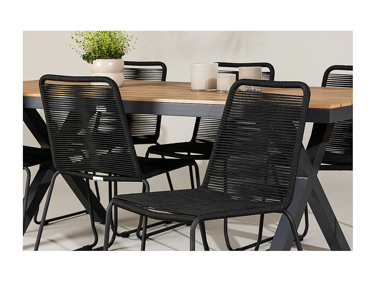 GarciaLindos Gartenset 1 Esstisch, 6 Stühle schwarz.