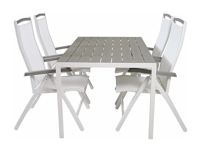 BreakAlbany ensemble de jardin 1 table à manger, 4 chaises grises.