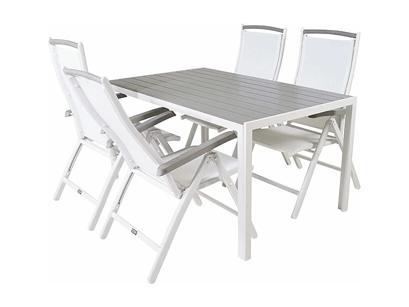 BreakAlbany ensemble de jardin 1 table à manger, 4 chaises grises.