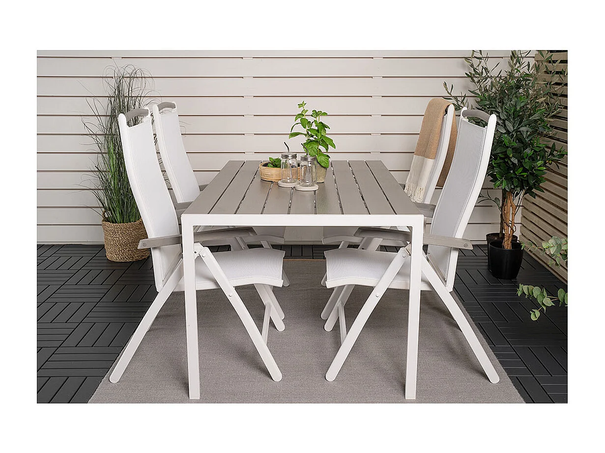 BreakAlbany ensemble de jardin 1 table à manger, 4 chaises grises.