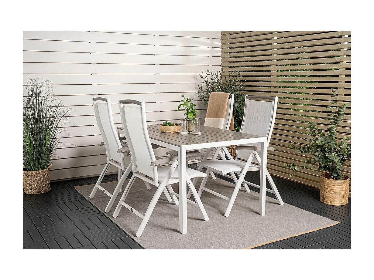 BreakAlbany ensemble de jardin 1 table à manger, 4 chaises grises.