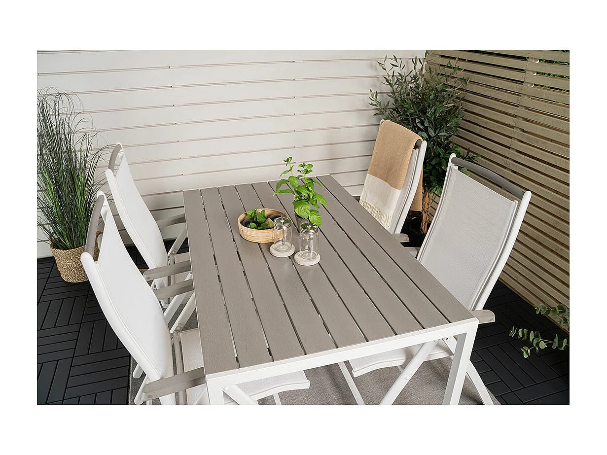 BreakAlbany ensemble de jardin 1 table à manger, 4 chaises grises.