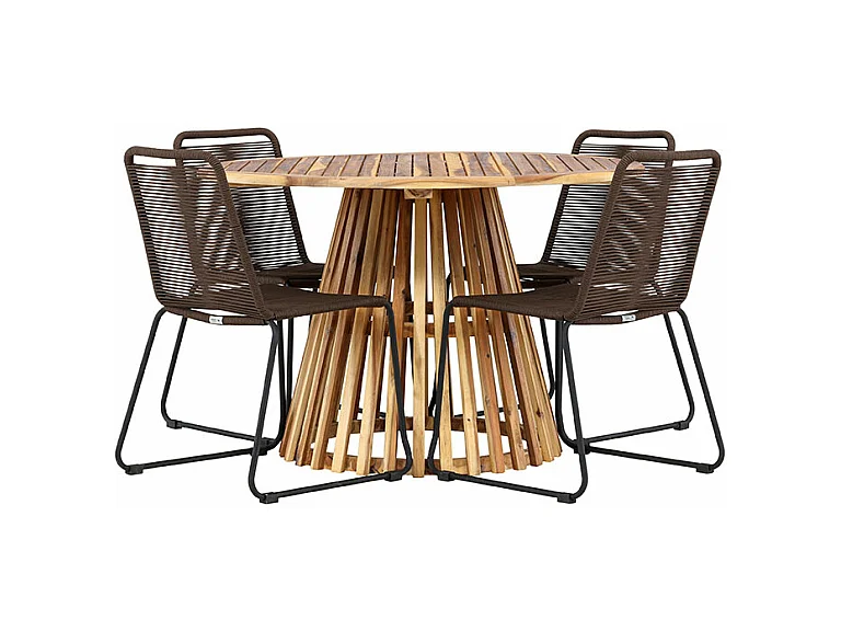 LumpurLindos ensemble de jardin 1 table à manger, 4 chaises naturelles.