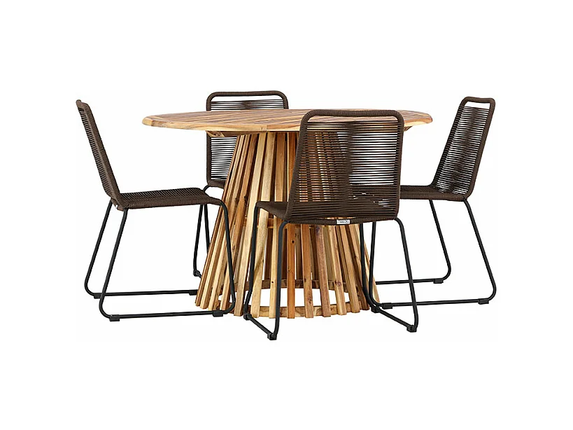 LumpurLindos ensemble de jardin 1 table à manger, 4 chaises naturelles.