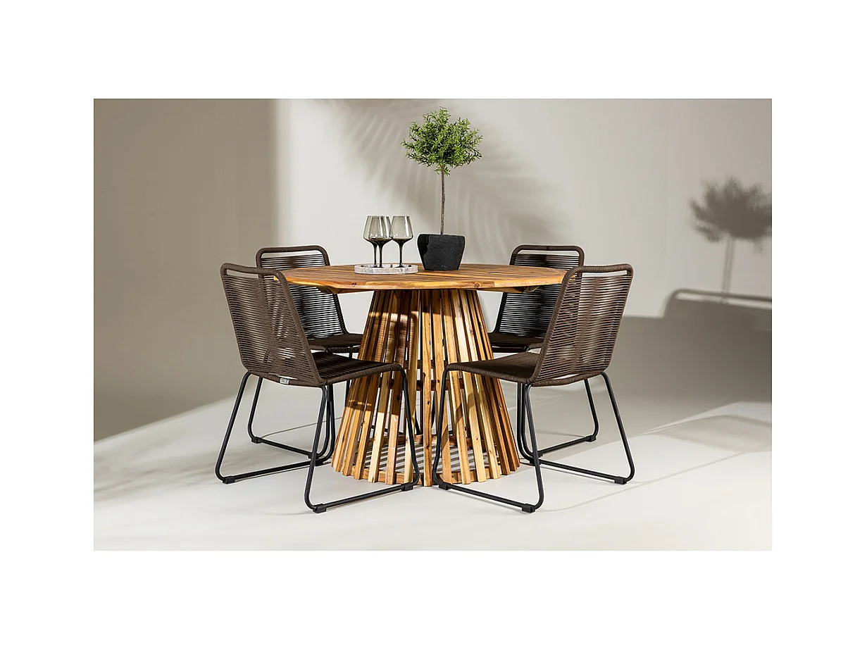 LumpurLindos ensemble de jardin 1 table à manger, 4 chaises naturelles.