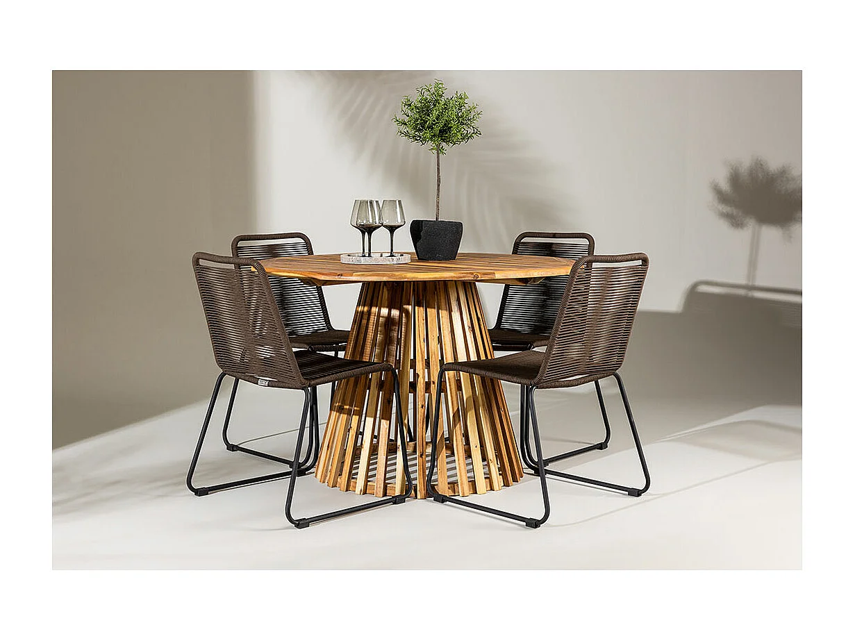 LumpurLindos Gartenset 1 Esstisch, 4 Stühle natur.