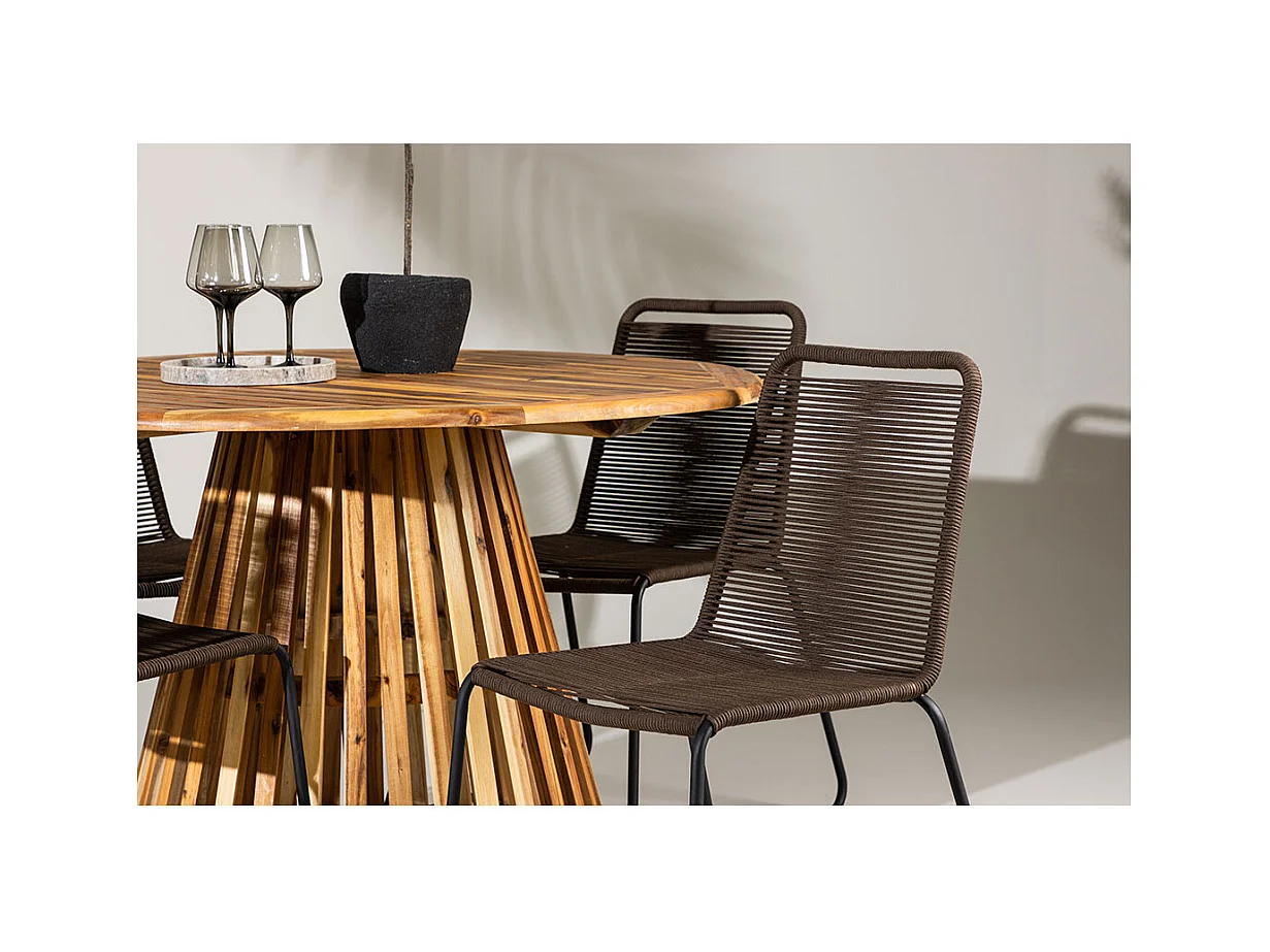 LumpurLindos Gartenset 1 Esstisch, 4 Stühle natur.