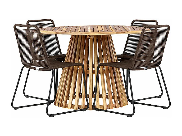 LumpurLindos ensemble de jardin 1 table à manger, 4 chaises naturelles.