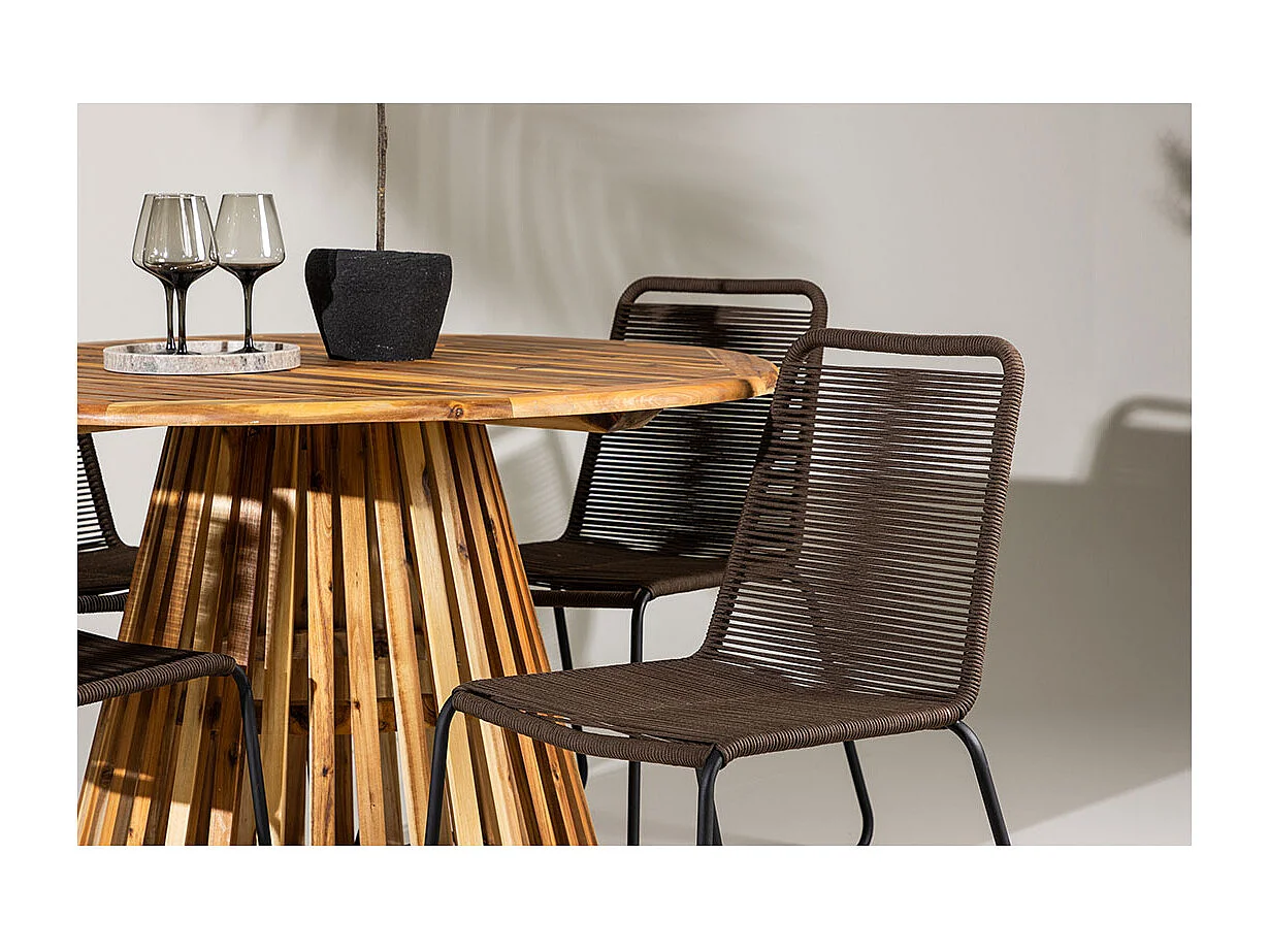 LumpurLindos ensemble de jardin 1 table à manger, 4 chaises naturelles.