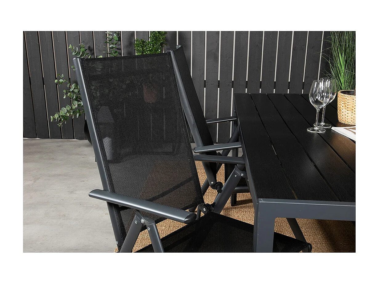 Break tuinmeubelset 1 eettafel, 4 stoelen zwart.